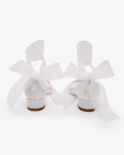 Load image into Gallery viewer, Satin Girls Block Heel Sandal with Wrapped Ribbon Tie