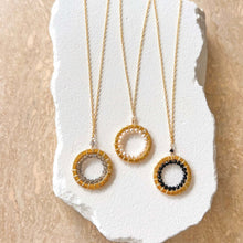 Load image into Gallery viewer, Pearl, Labradorite and Black Spinel Halo Mini Gold Pendant