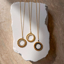 Load image into Gallery viewer, Pearl, Labradorite and Black Spinel Halo Mini Gold Pendant