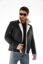 Load image into Gallery viewer, The Cortina Black Shearling Leather Men Jacket