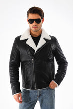 Load image into Gallery viewer, The Cortina Black Shearling Leather Men Jacket