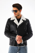 Load image into Gallery viewer, The Cortina Black Shearling Leather Men Jacket
