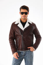 Load image into Gallery viewer, The Cortina Brown &amp; White Shearling Leather Men Jacket