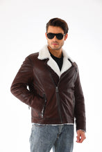 Load image into Gallery viewer, The Cortina Brown &amp; White Shearling Leather Men Jacket