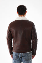 Load image into Gallery viewer, The Cortina Brown &amp; White Shearling Leather Men Jacket