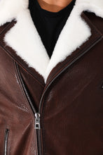 Load image into Gallery viewer, The Cortina Brown &amp; White Shearling Leather Men Jacket