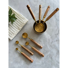 Load image into Gallery viewer, Montecito Acacia Wood and Gold Measuring Cups – Modern Kitchen Essentials