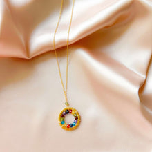 Load image into Gallery viewer, Rainbow Gemstone Halo Mini Gold Pendant