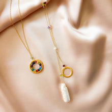 Load image into Gallery viewer, Rainbow Gemstone Halo Mini Gold Pendant