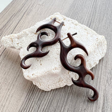 Load image into Gallery viewer, Bohemian Wooden Beach Earrings Tribal Boho Organic Statement Jewelry