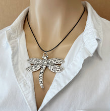 Load image into Gallery viewer, Bohemian Dragonfly Necklace Boho Nature Jewelry Large Dragonfly Pendant