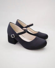 Load image into Gallery viewer, Girls Satin Mary Jane Block Heel