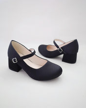 Load image into Gallery viewer, Girls Satin Mary Jane Block Heel