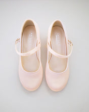 Load image into Gallery viewer, Girls Satin Mary Jane Block Heel