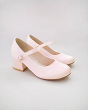 Load image into Gallery viewer, Girls Satin Mary Jane Block Heel