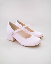 Load image into Gallery viewer, Girls Satin Mary Jane Block Heel