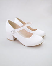 Load image into Gallery viewer, Girls Satin Mary Jane Block Heel