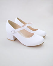 Load image into Gallery viewer, Girls Satin Mary Jane Block Heel
