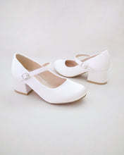 Load image into Gallery viewer, Girls Satin Mary Jane Block Heel