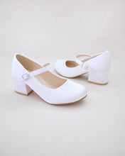 Load image into Gallery viewer, Girls Satin Mary Jane Block Heel