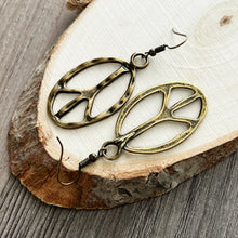 Load image into Gallery viewer, Peace Sign Earrings Boho Hippie Symbol Jewelry Bronze Silver Festival Dangle Earrings