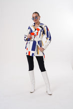 Load image into Gallery viewer, Sienna Abstract Art Leather Women Jacket – Red Navy Edition