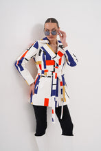 Load image into Gallery viewer, Sienna Abstract Art Leather Women Jacket – Red Navy Edition