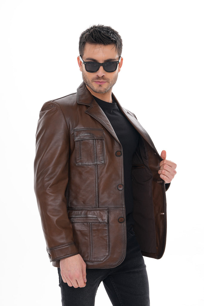 The Ravenna Brown Leather Men Jacket