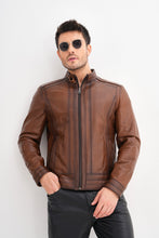 Load image into Gallery viewer, The Arezzo Brown Leather Men Jacket
