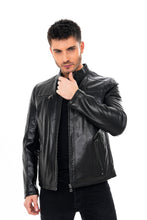 Load image into Gallery viewer, The Falcon Black Smooth Leather Men Jacket