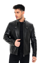 Load image into Gallery viewer, The Falcon Black Smooth Leather Men Jacket