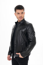 Load image into Gallery viewer, The Falcon Black Smooth Leather Men Jacket