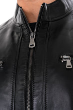 Load image into Gallery viewer, The Falcon Black Smooth Leather Men Jacket
