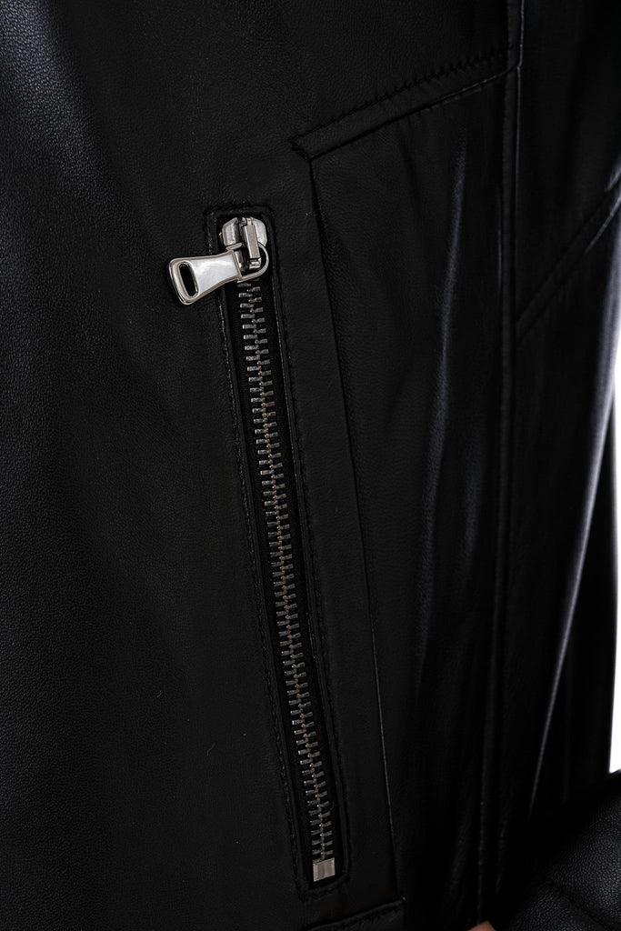 The Falcon Black Smooth Leather Men Jacket