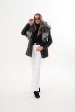 Load image into Gallery viewer, The Alessia Black Leather &amp; Fox Fur Women Jacket