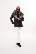 Load image into Gallery viewer, The Alessia Black Leather &amp; Fox Fur Women Jacket