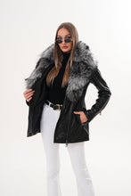 Load image into Gallery viewer, The Alessia Black Leather &amp; Fox Fur Women Jacket