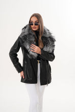 Load image into Gallery viewer, The Alessia Black Leather &amp; Fox Fur Women Jacket