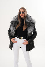 Load image into Gallery viewer, The Alessia Black Leather &amp; Fox Fur Women Jacket