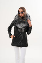 Load image into Gallery viewer, The Alessia Black Leather &amp; Fox Fur Women Jacket