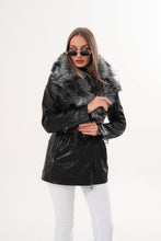 Load image into Gallery viewer, The Alessia Black Leather &amp; Fox Fur Women Jacket