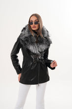 Load image into Gallery viewer, The Alessia Black Leather &amp; Fox Fur Women Jacket