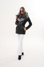 Load image into Gallery viewer, The Alessia Black Leather &amp; Fox Fur Women Jacket