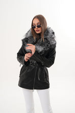 Load image into Gallery viewer, The Alessia Black Leather &amp; Fox Fur Women Jacket