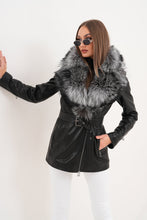 Load image into Gallery viewer, The Alessia Black Leather &amp; Fox Fur Women Jacket