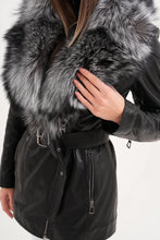 Load image into Gallery viewer, The Alessia Black Leather &amp; Fox Fur Women Jacket