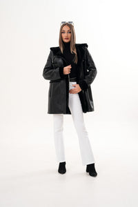 The Belluna Black Shearling Women Jacket