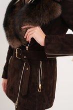 Load image into Gallery viewer, The Alessia Brown Leather &amp; Fox Fur Women Jacket