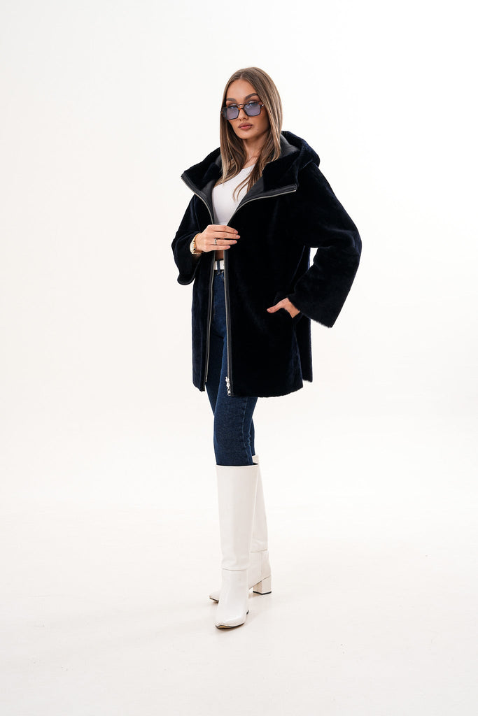 The Portofino Black Reversible Shearling Women Jacket
