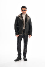 Load image into Gallery viewer, The Cortina Black Shearling Leather Men Jacket